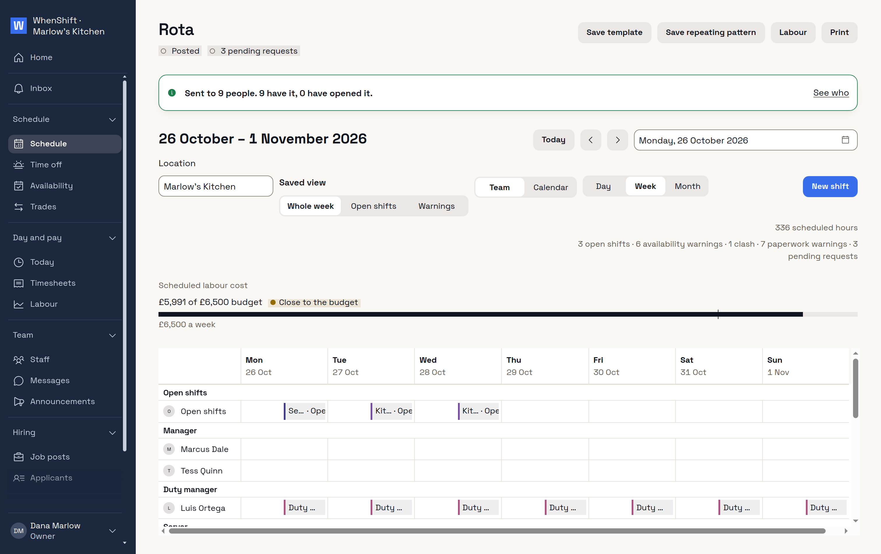 Next week's rota, posted, with everyone reached