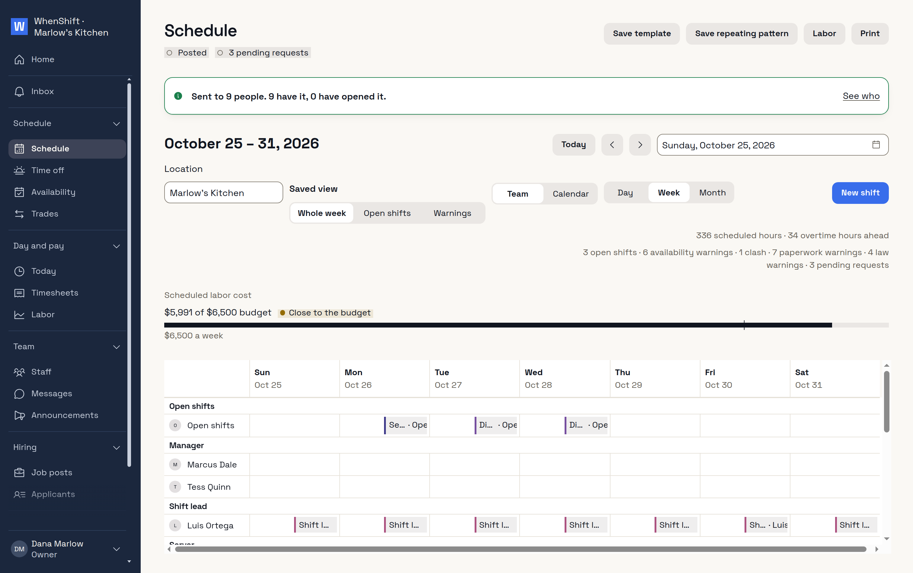Next week's schedule, posted, with everyone reached